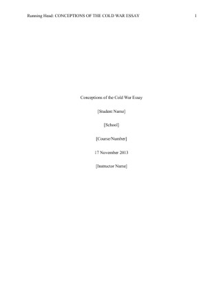 Conceptions of the Cold War Essay (100% Original and Fresh Work APA...