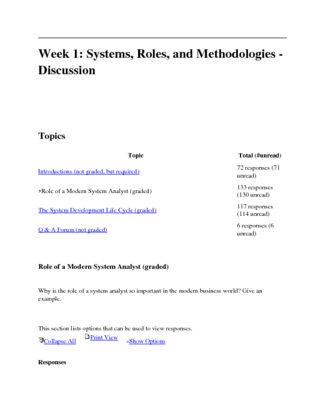 MIS 581 Week 1 Discussion 1 Role of a Modern System Analyst