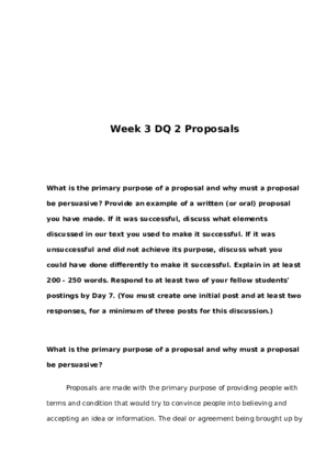 COM 340 Week 3 DQ 2 Proposals 611328439