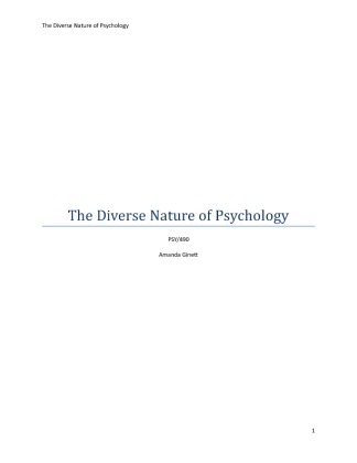 the diverse nature of psychology
