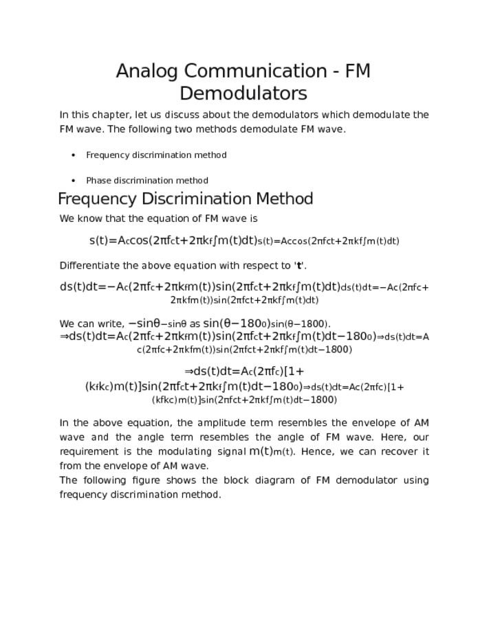 Analog Communication   FM Demodulators