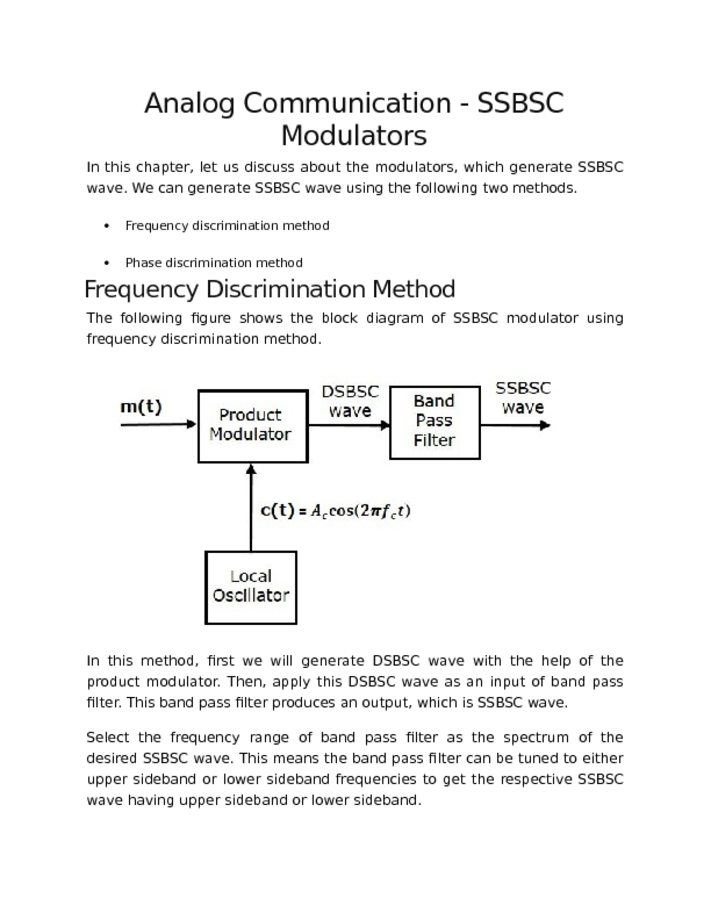 Analog Communication   SSBSC Modulators