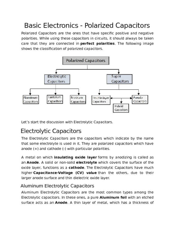 Basic Electronics   Polarized Capacitors