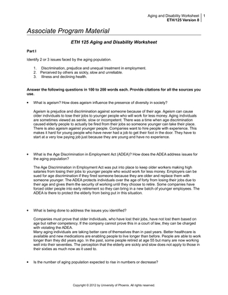 ETH 125 Aging and Disability Worksheet