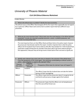 CJA 324 Ethical Dilemma Worksheet