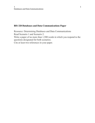 BIS 320 Databases and Data Communications Paper