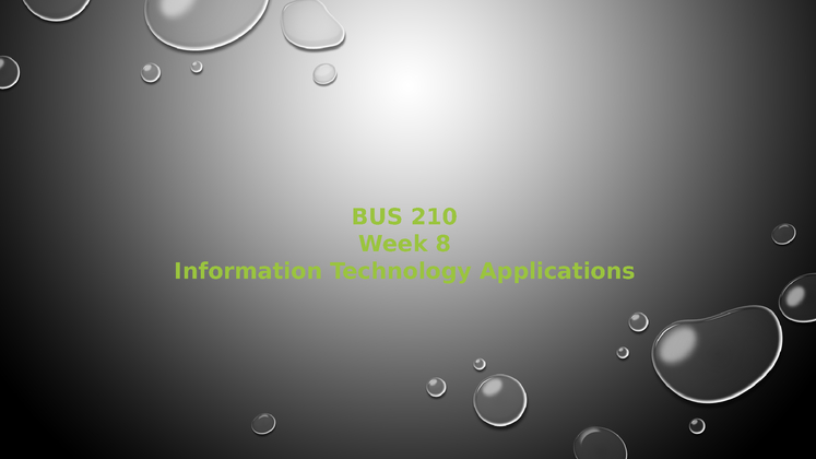 BUS 210 Week 8 Information Technology Applications