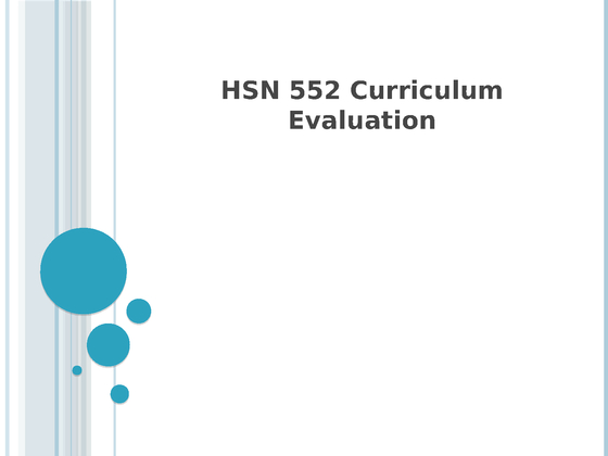 HSN 552 Curriculum Evaluation