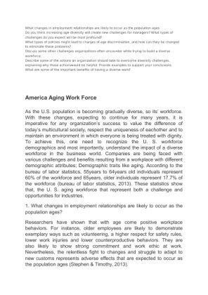 AGING WORKFORCE What changes in employment relationships are likely to...