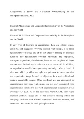 Assignment 2 Ethics and Corporate Responsibility in the Workplace...