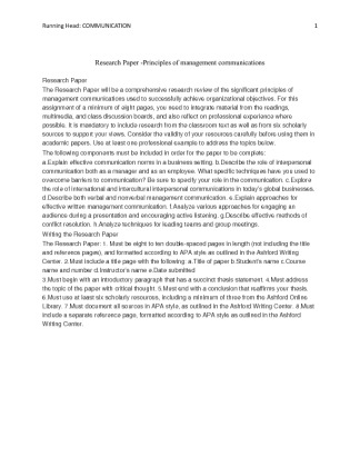BUS 600 Research Paper  Principles of management communications The...