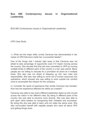 Bus 660 Contemporary Issues in Organizational Leadership