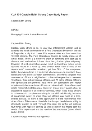 CJA 474 Captain Edith Strong Case Study Paper
