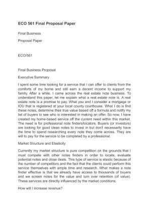 ECO 561 Final Business Proposal Paper