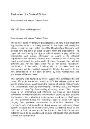 Evaluation of a Code of Ethics
