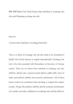 FIN 370 Factors that contribute to exchange rate risks and Mitigating...