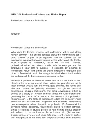 GEN 200 Professional Values and Ethics Paper
