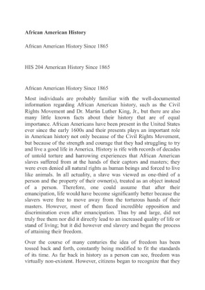 HIS 204 Week 5 final paper American History Since 1865