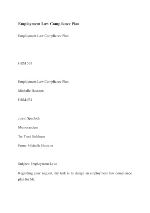 HRM 531 Employment Law Compliance Plan