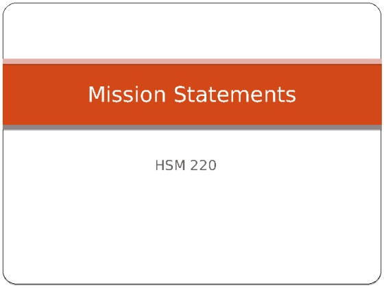 HSM 220 Mission Statements presentation