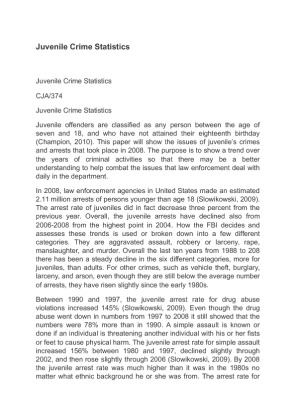 Juvenile Crime Statistics Paper CJA 374