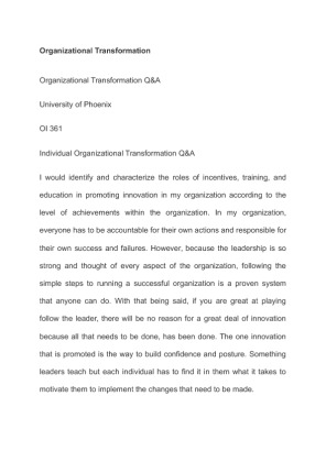 OI 361 Organizational Transformation