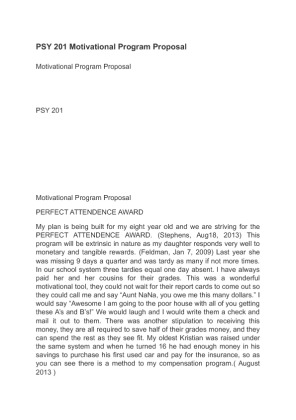 PSY 201 Motivational Program Proposal