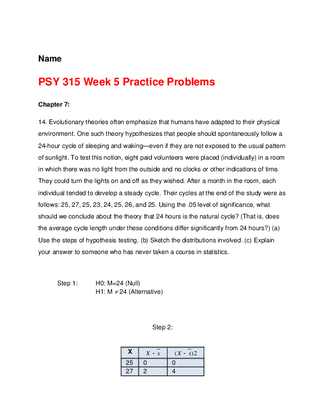 PSY 315 Week 5 Practice Problems 448527374