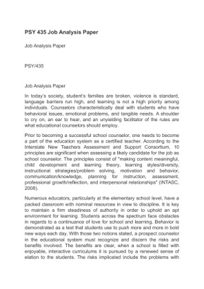 PSY 435 Job Analysis Paper