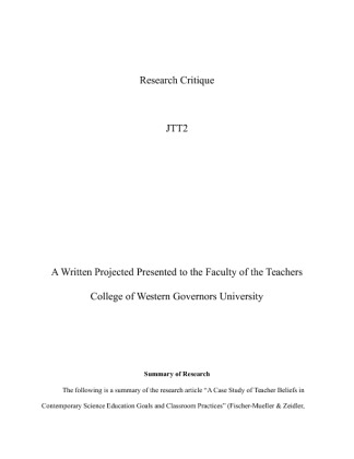 WGU Research Critique JTT2 task