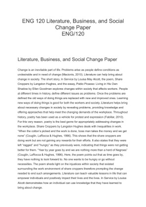 ENG 120 Literature, Business, and Social Change Paper