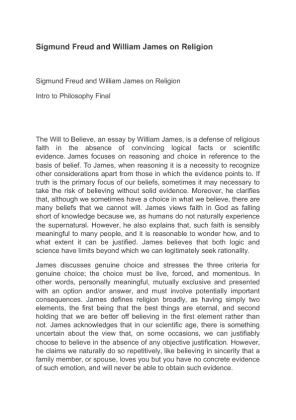 Sigmund Freud and William James on Religion