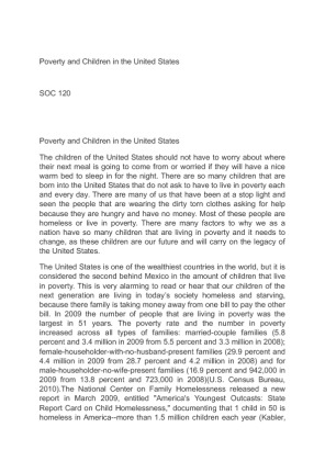 SOC 120 Poverty and Children in the United States