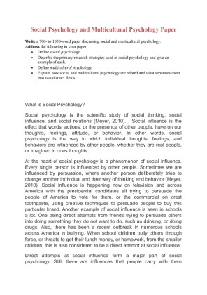 Social Psychology and Multicultural Psychology Paper