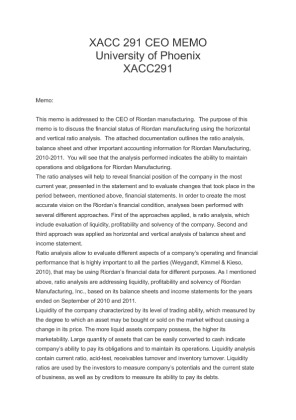 XACC 291 CEO MEMO